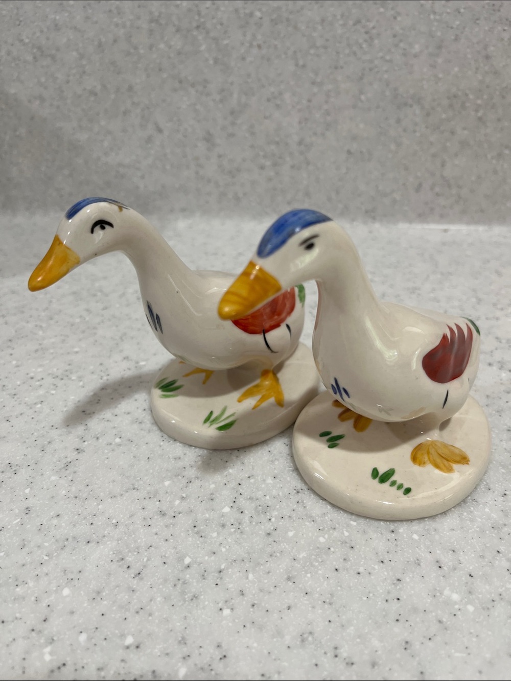 2 Hand Painted Vtg Goose Ceramic Figurines Cottagecore Granny Core 80s Vibes